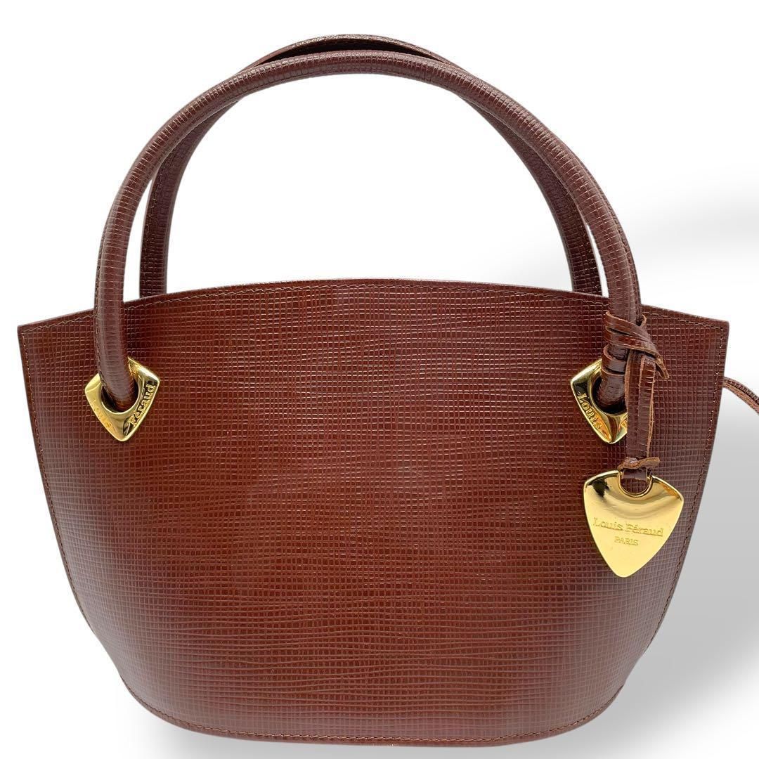 超美品 希少色 LOUIS FERAUD ルイフェロー オーストリッチ バッグ 美品 Louis Feraud ルイフェロー ハンドバッグ レザー ブラウン