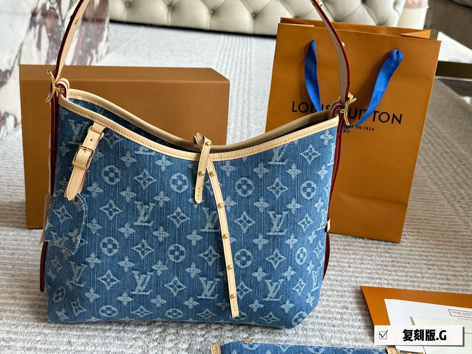 【トレンドデニム★】LV ルイヴィトン CarryAll トートバッグ 今日特価】LV 24 Limited Denim Carryall Medium ルイ・ヴィトン