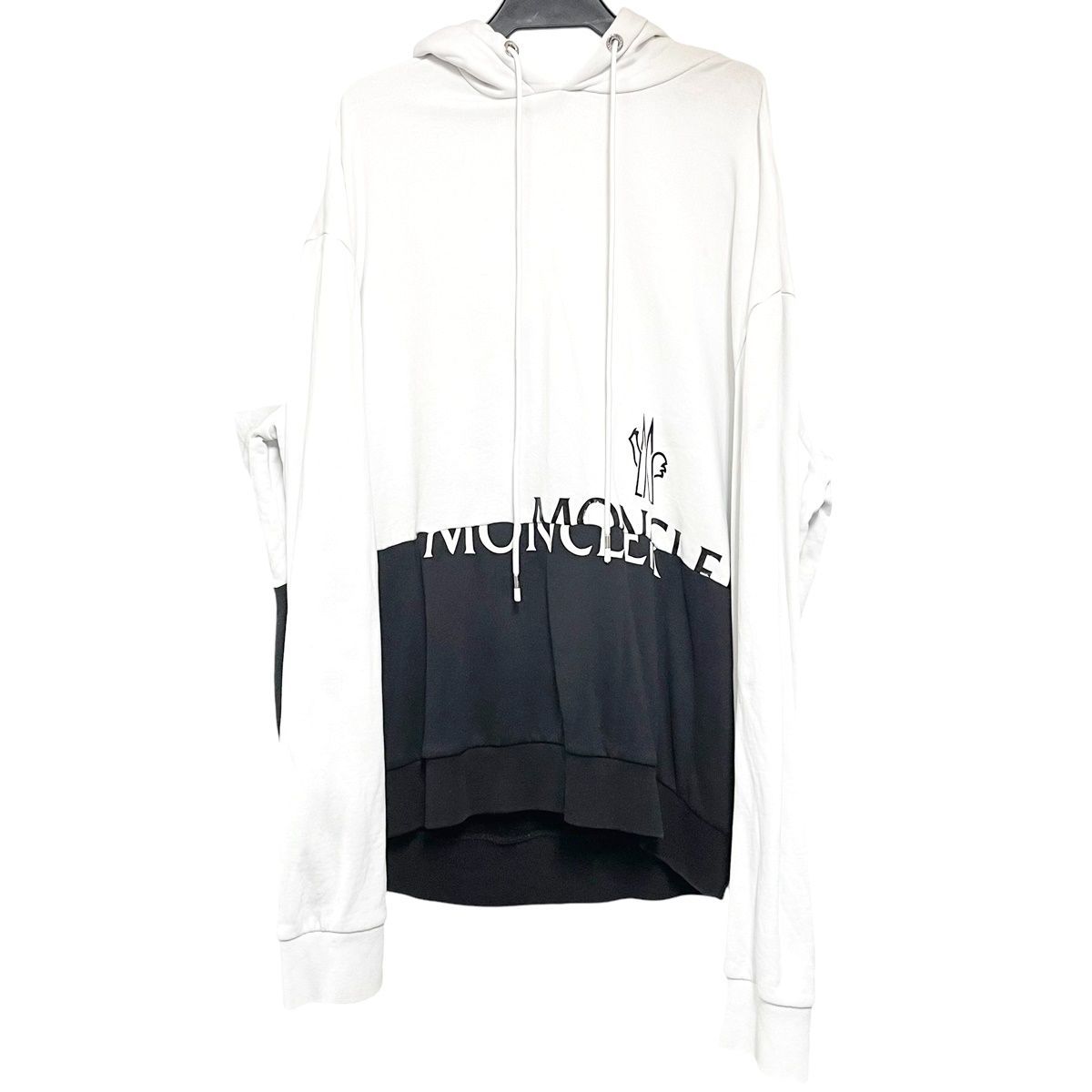 中古】 MONCLER モンクレール ロゴバイカラープルオーバーパーカー 