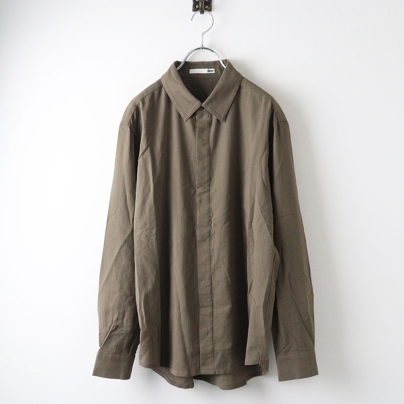 美品 2022SS エヴァムエヴァ evam eva cotton shirts コットンシャツ 1/ブラウン ブラウス 長袖 比翼 トップス【2400014512342】 美品 2022SS エヴァムエヴァ evam eva cotton shirts コットン