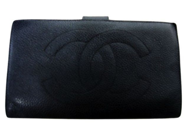 CHANEL シャネル 長財布 キャビアスキン ココマーク ゴールド金具がま口 二つ折り ウォレット 黒 小銭入れあり 管理番号L29381YER-251003-5K 510