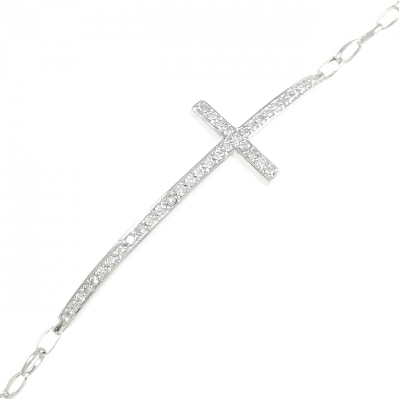 K18WG クロス ダイヤモンド ブレスレット 0.40CT