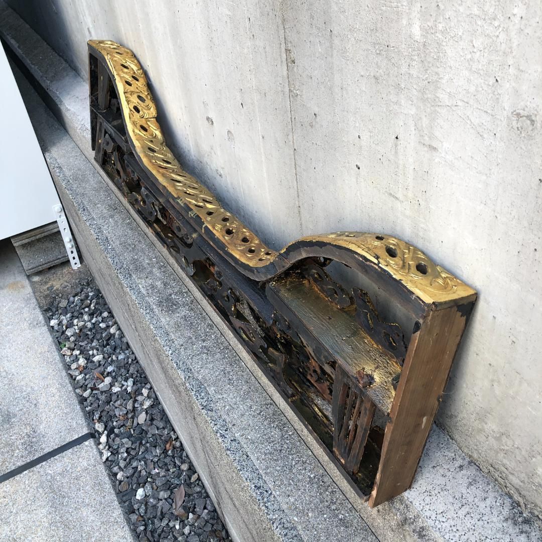 極彩色 金色 欄間 古美術 時代彫刻 建具部材 #842 - メルカリ