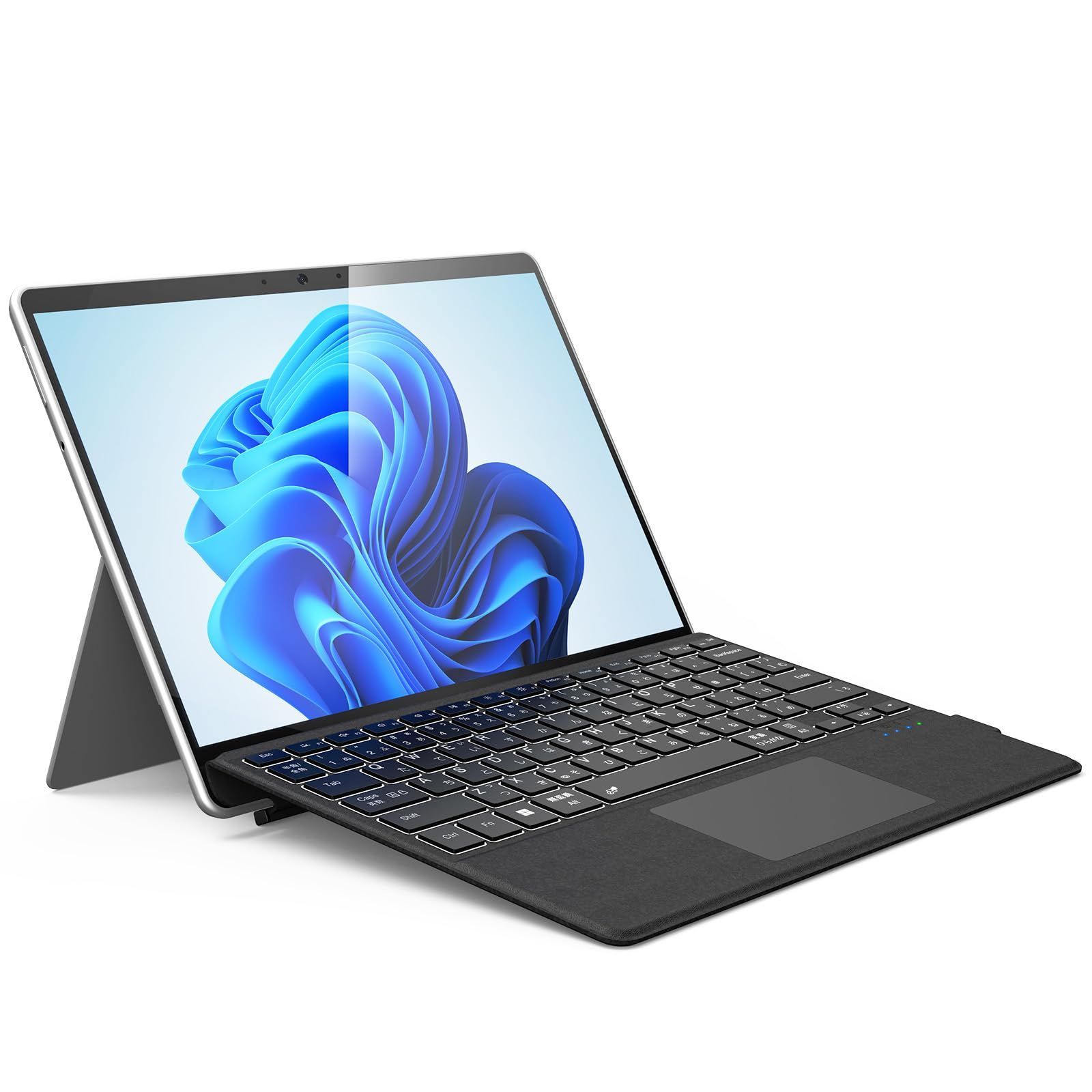 人気 Omikamo Surface Pro キーボード ワイヤレス 日本語配列 Surface Pro 8|9|X|11対応 サーフェス キーボード タッチパッド付き 7色バックライト ペン2収納 Typ-C充電式 軽量 薄型 カバー兼用 分離使用可