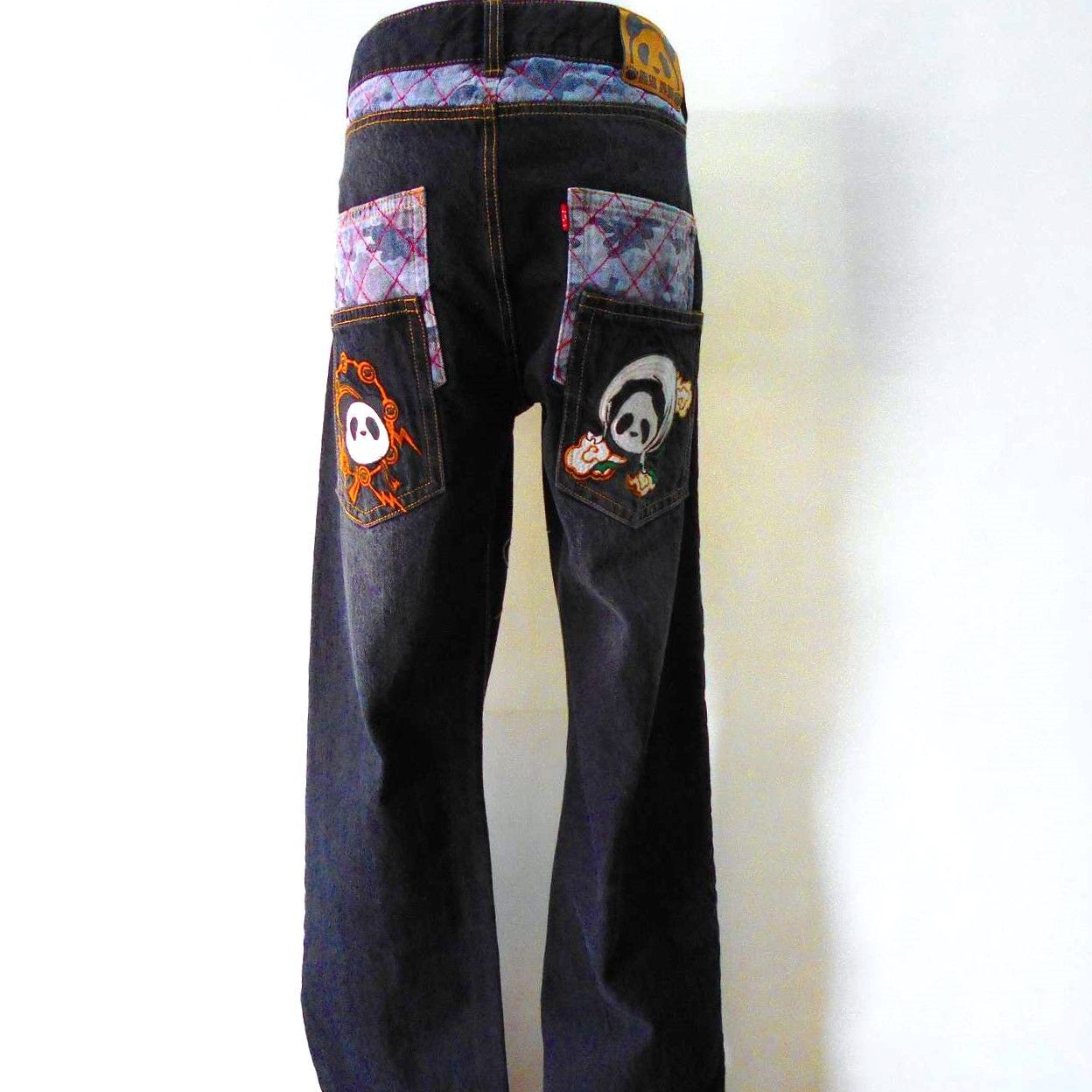 パンディエスタ 刺繍デニムパンツ 風神雷神 34 36 インチ Denim pants