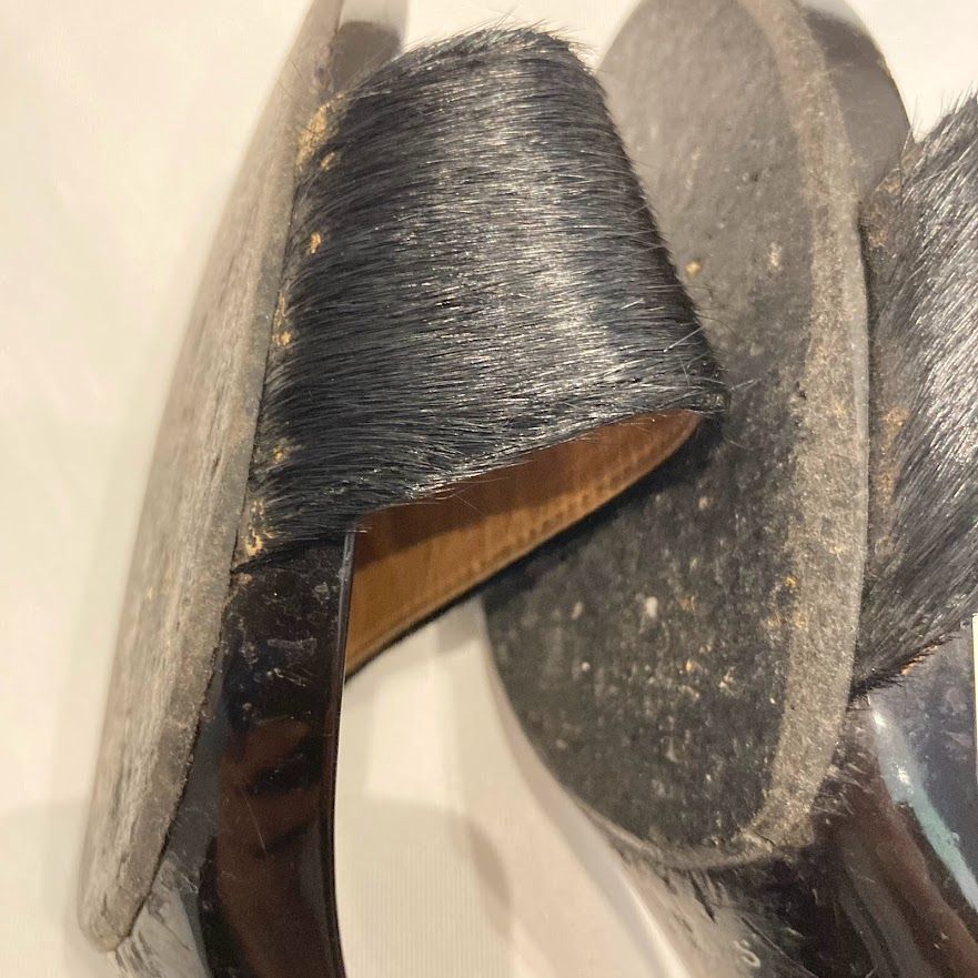 HERMES ハラコ漆ミュール、漆箱付き HERMES ハラコ漆ミュール、漆箱付き