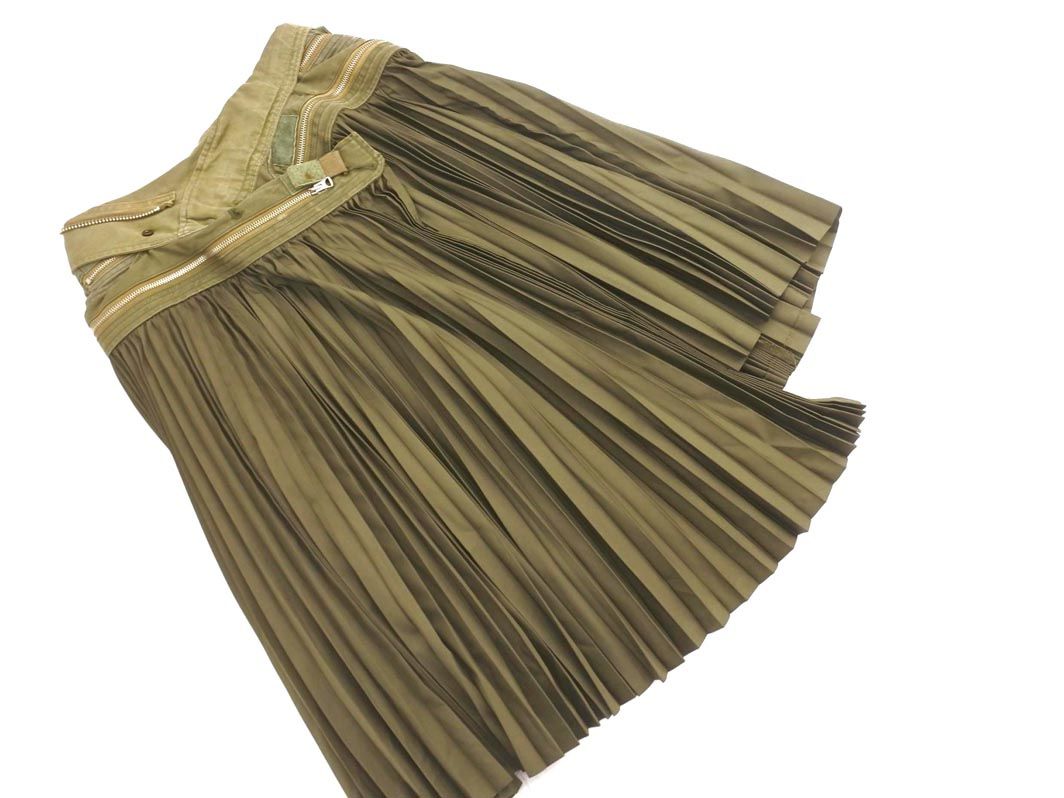 JUNYA WATANABE ジュンヤワタナベ コムデギャルソン ミリタリー アシンメトリー プリーツ スカート sizeSS カーキ ◎レディース