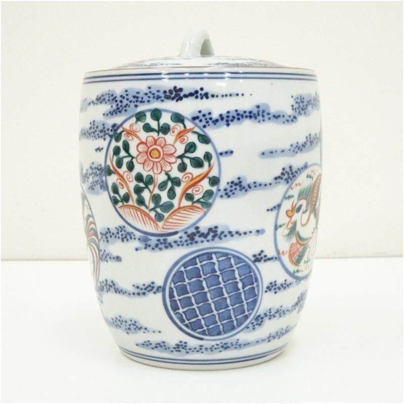 京焼 林秀峰造 丸紋赤絵水指（共箱） 水指し 茶道 茶道具 おしゃれ