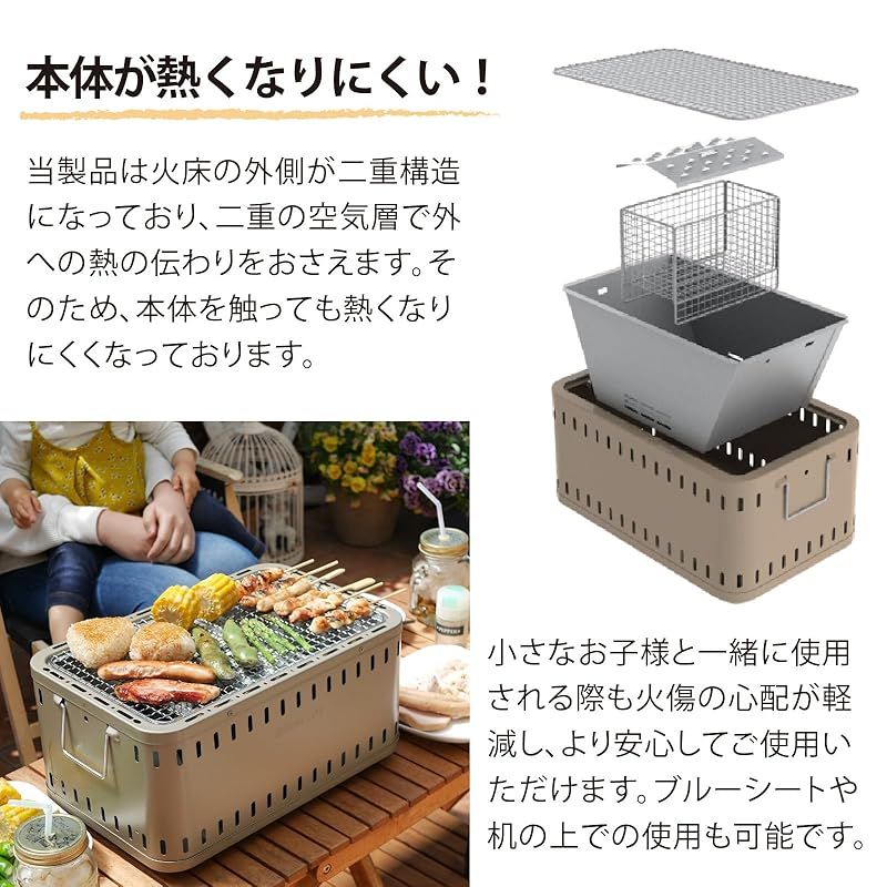 グリーンライフ(GREEN LIFE) 日本製 バーベキュー BBQ 本体が熱く グリーンライフ(GREEN LIFE) 日本製 煙が少ない 熱くなりにくい