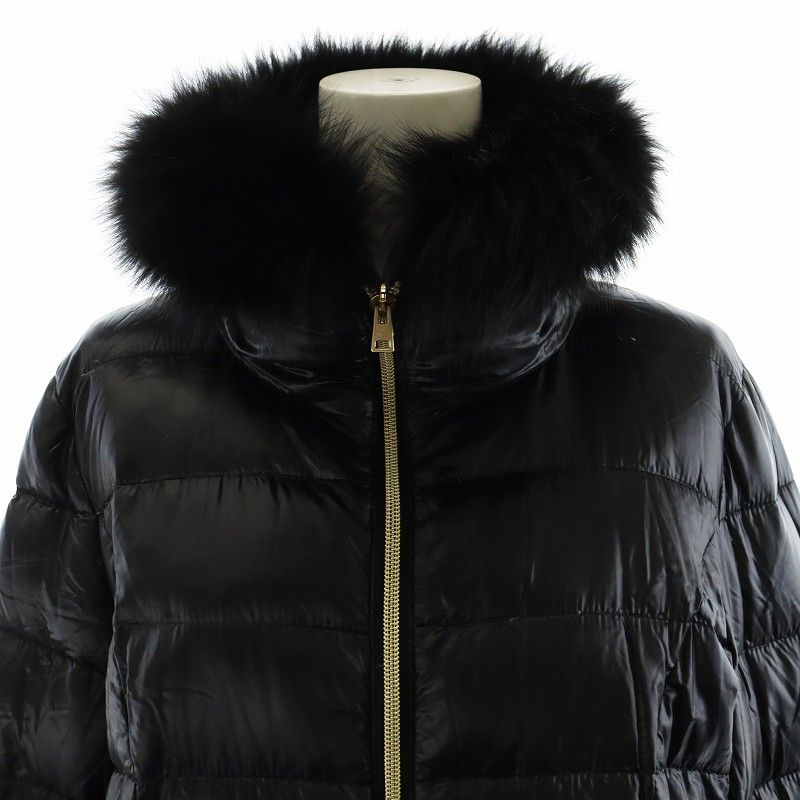 ヘルノ HERNO ダウンコート ロング丈 ファー アウター 40 S 黒