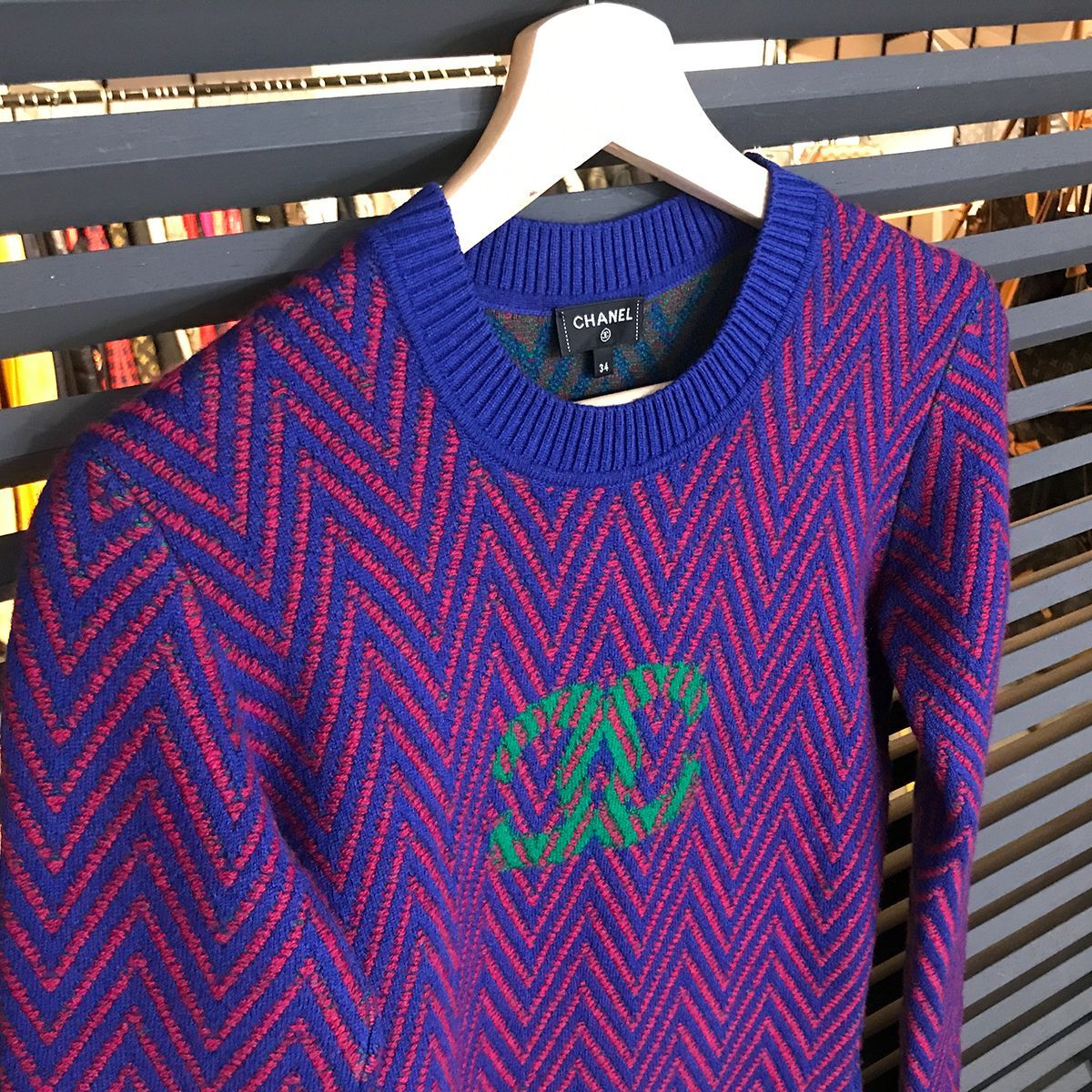 超美品】シャネル ミニワンピース ココマーク カシミア混 ブルー 