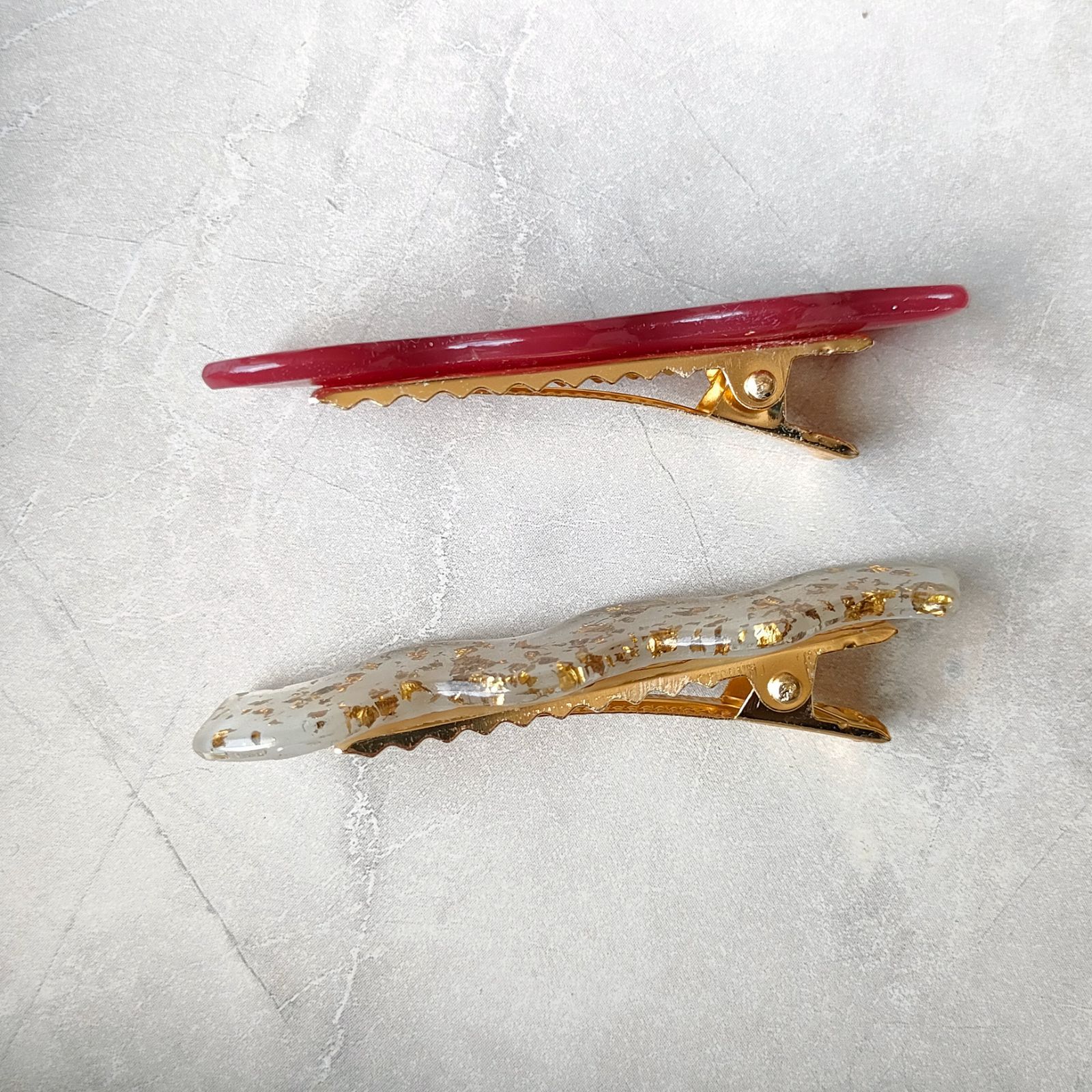 No.104】ヘアクリップ 波形 ハンドメイド レジン レジンアクセサリー 