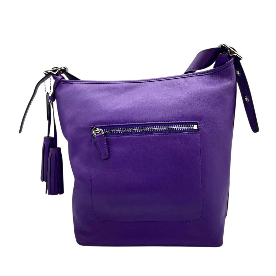 美品 コーチ ショルダーバッグ パープル レガシー ワンショル レザー  