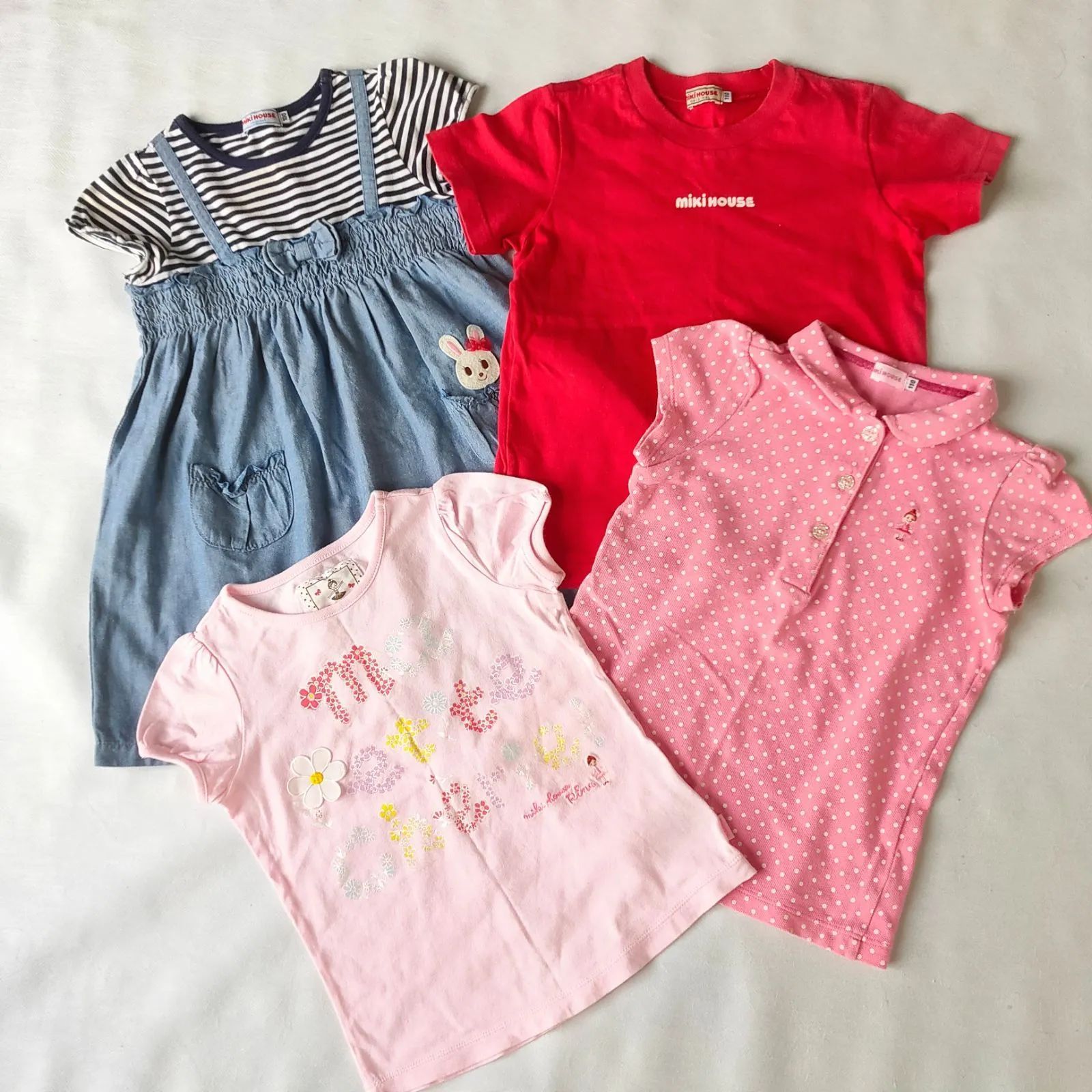 MIKIHOUSE ミキハウス 女の子 ワンピース ポロシャツ Tシャツ 半袖 4点  