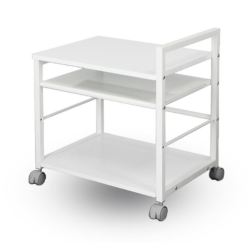 デスクの下に収納 プリンターワゴン デスクワゴン PJC-7001-WH 白木目 W48.5×D37×H53.5cm 床から天板までの高さ 約45cm 1