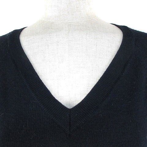 プラージュ Plage ニット セーター 長袖 Vネック ウール 無地 紺