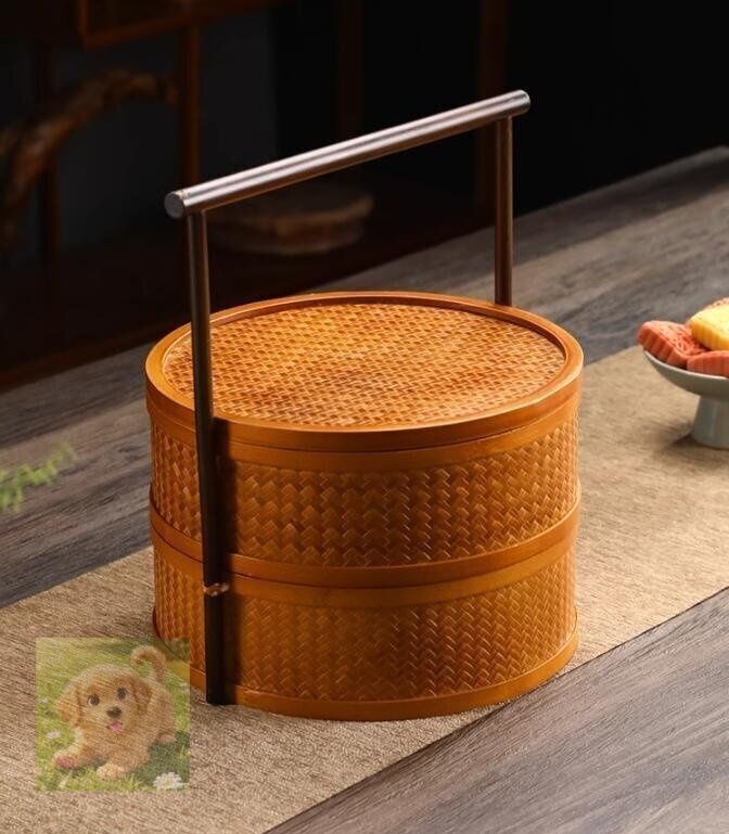 新入荷 竹工芸 提籃籠 收納盒 茶道具籠 茶具 竹細工