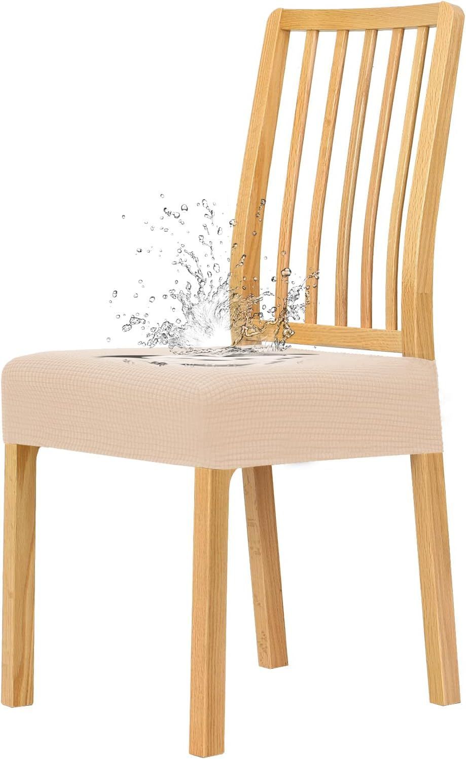 【特別セール】>ベージュ 2枚入り-座面のみ< HMZM 防水チェア用カバーシート、座面のみ、伸縮素材、チェアカバー、ストレッチ、洗濯可能、取り外し簡単、防水伸縮素材でフィットしてズレにくい、二枚セット ベージュ
