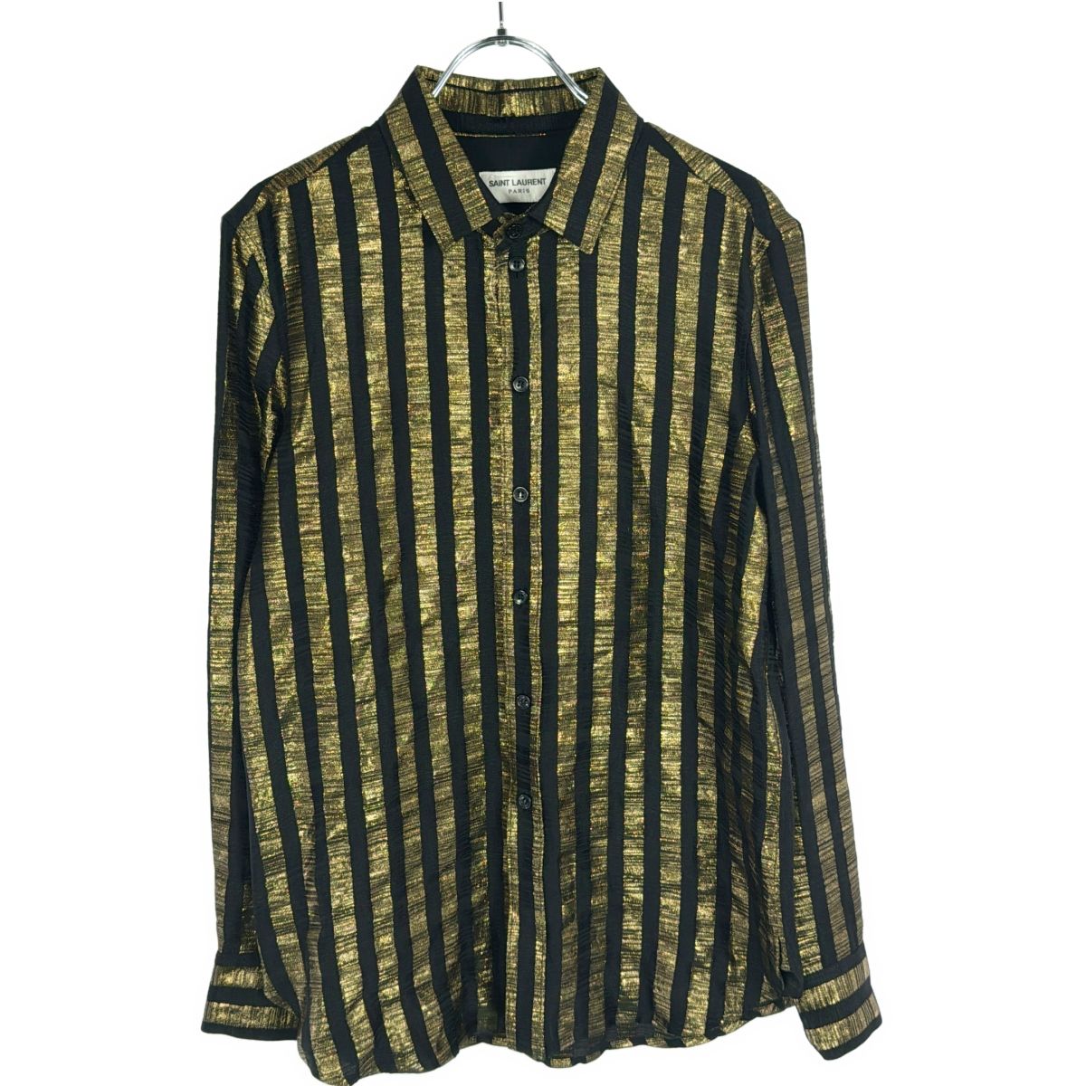 SAINT LAURENT PARIS サンローラン パリ 20SS gold striped shirt ゴールドステッチストライプシャツ 395733 ゴールド×ブラック 38 SAINT LAURENT PARIS サンローラン パリ 20SS gold striped shirt