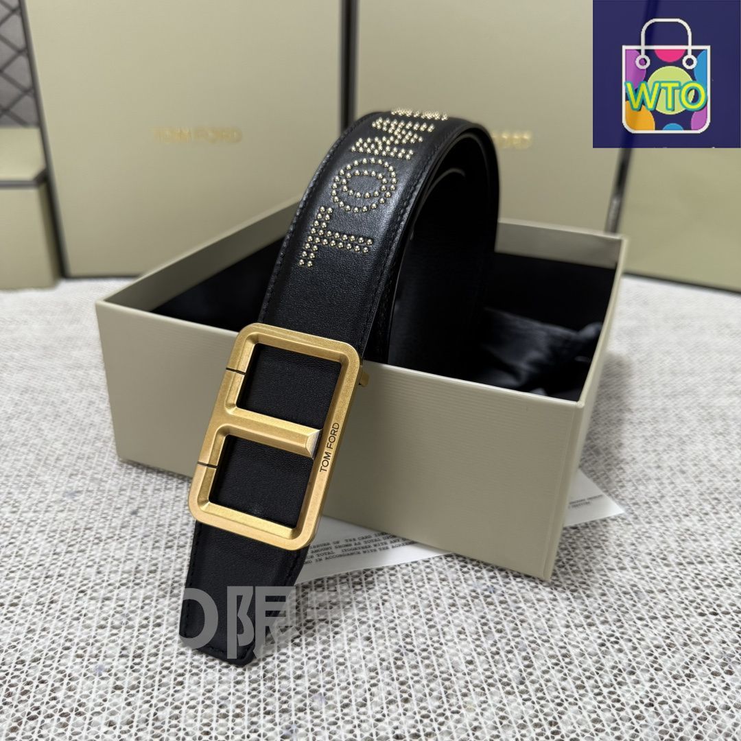 トムフォード　ベルト　空箱 TOM FORD トム・フォード ロゴ ベルトバッグ | ブラック