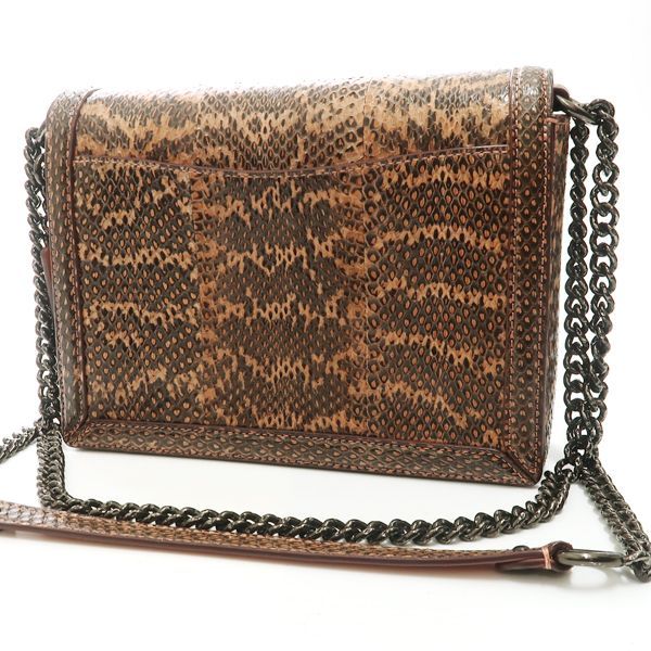 美品　コーチCoach アリー ショルダー バッグ スネークスキン 美品コーチ ハットン スネークスキン ショルダーバッグチェーン