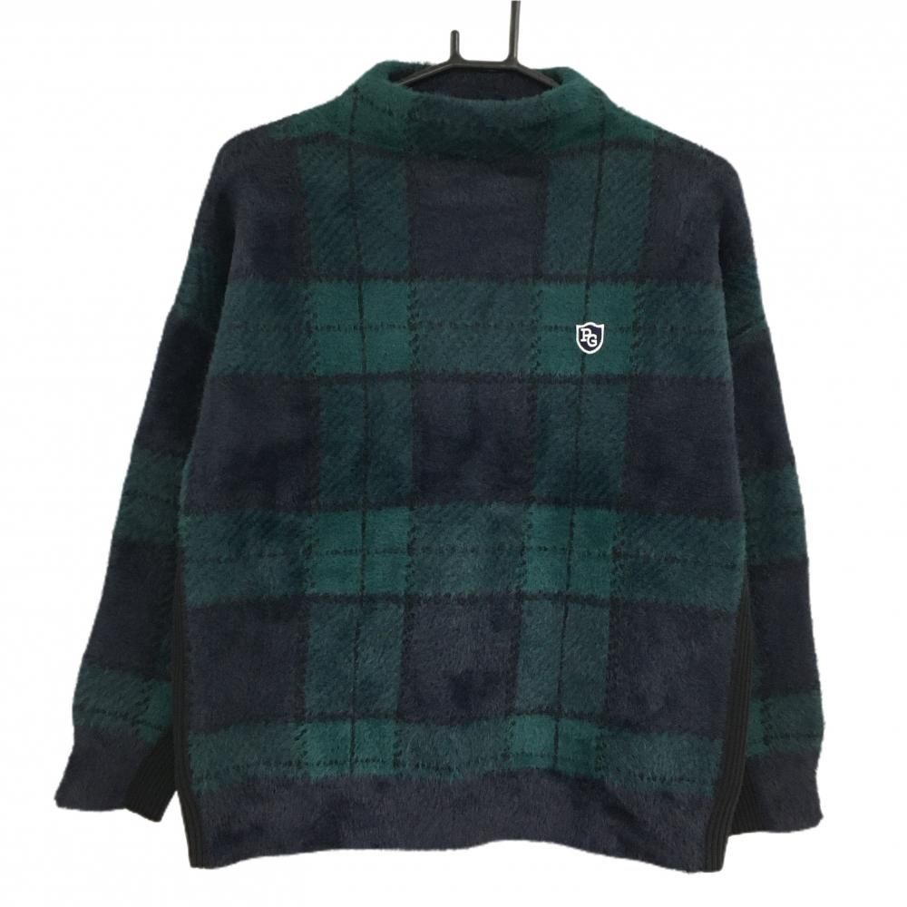 超美品】パーリーゲイツ ハイネックセーター グリーン×ネイビー