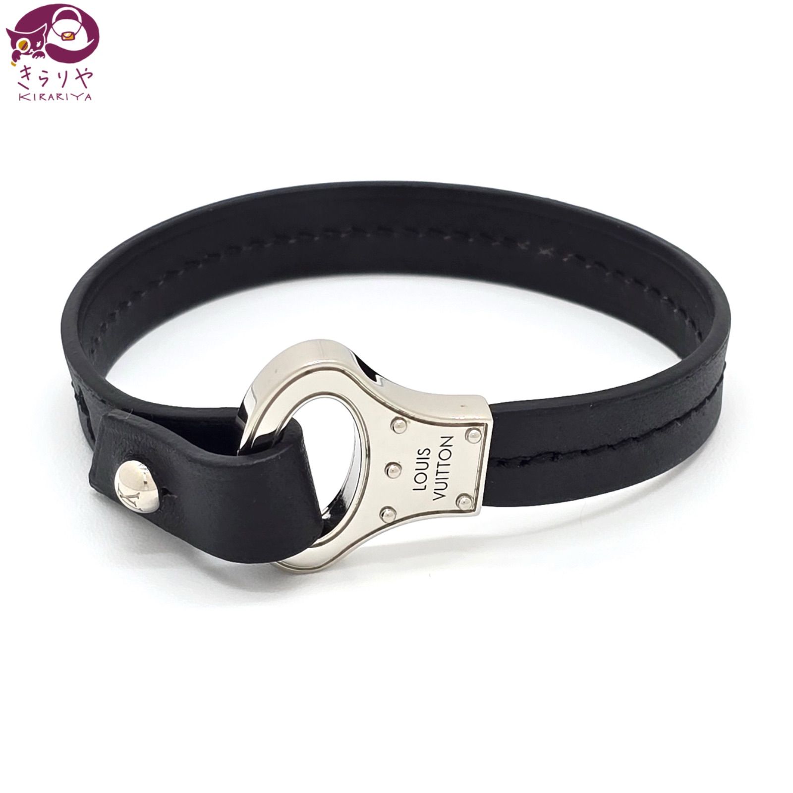 LOUIS VUITTON ルイヴィトン M6290 ブラスレ アーカイブ ブレスレット 19 腕周り約18.5㎝ レザー ブラックカラー シルバーカラーメタル スペイン製 BC3199