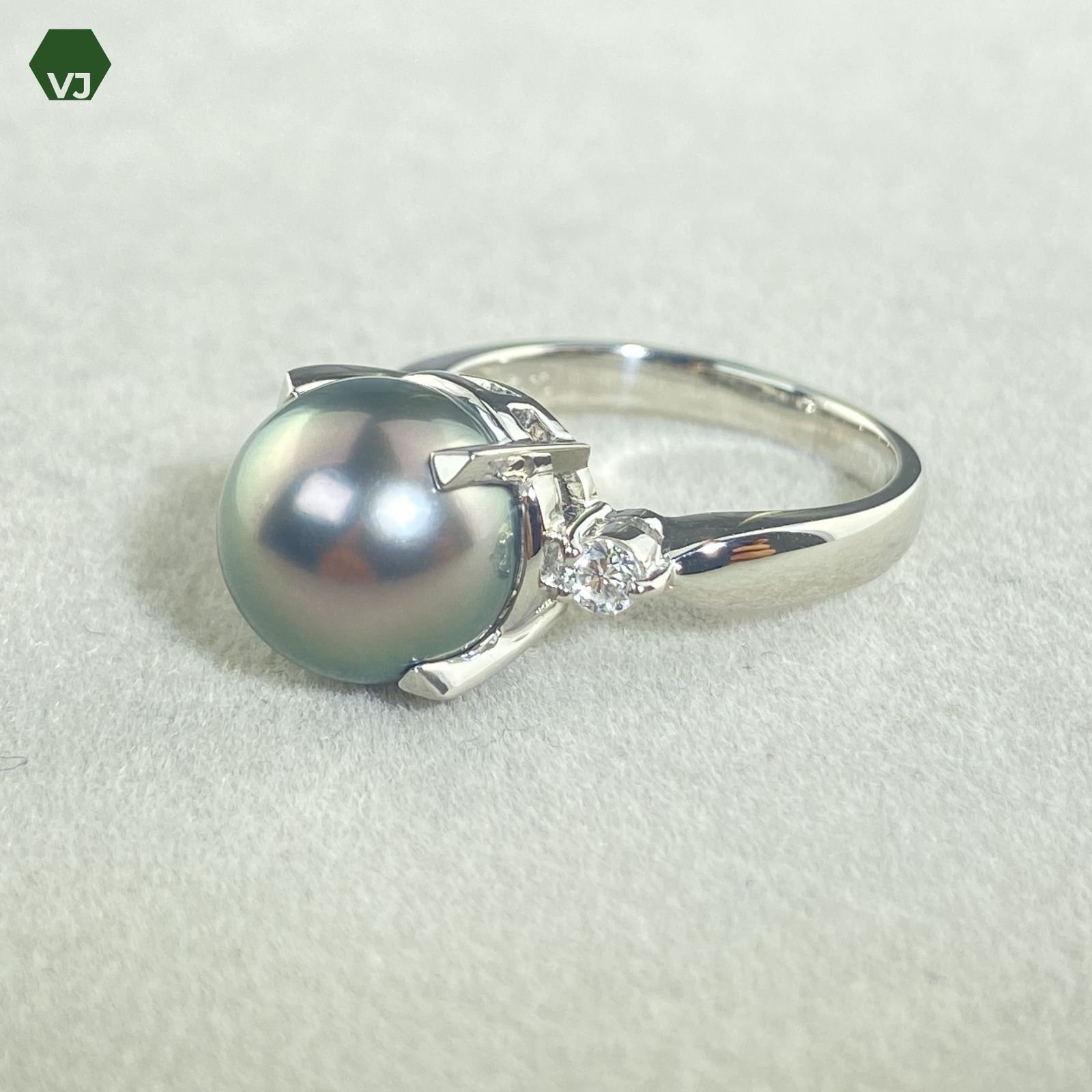 【24-42】【TASAKI】パール　ダイヤモンド　リング　D0.12ct【中古】【PT900 】【11号】★By vivid-J