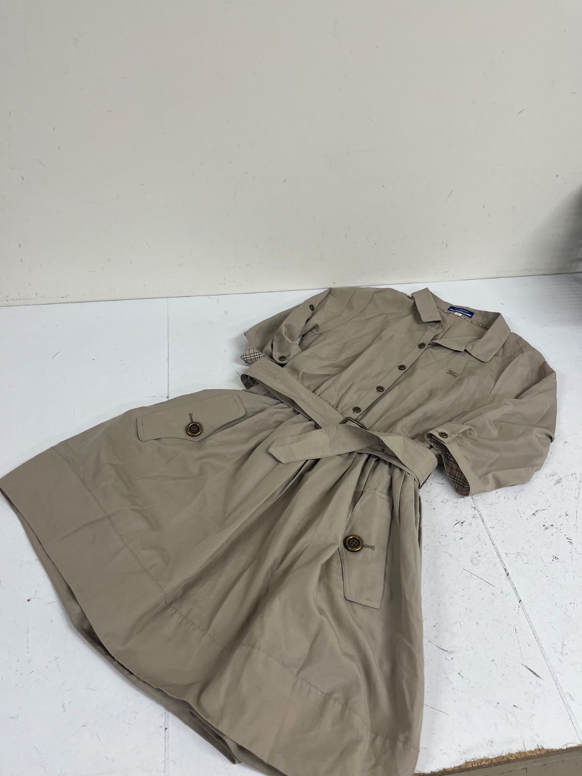 BURBERRY BLUELABEL ミニワンピース　ボーダー　七分袖　M相当 BURBERRY BLUELABEL ミニワンピース ボーダー 七分袖 ゆったり
