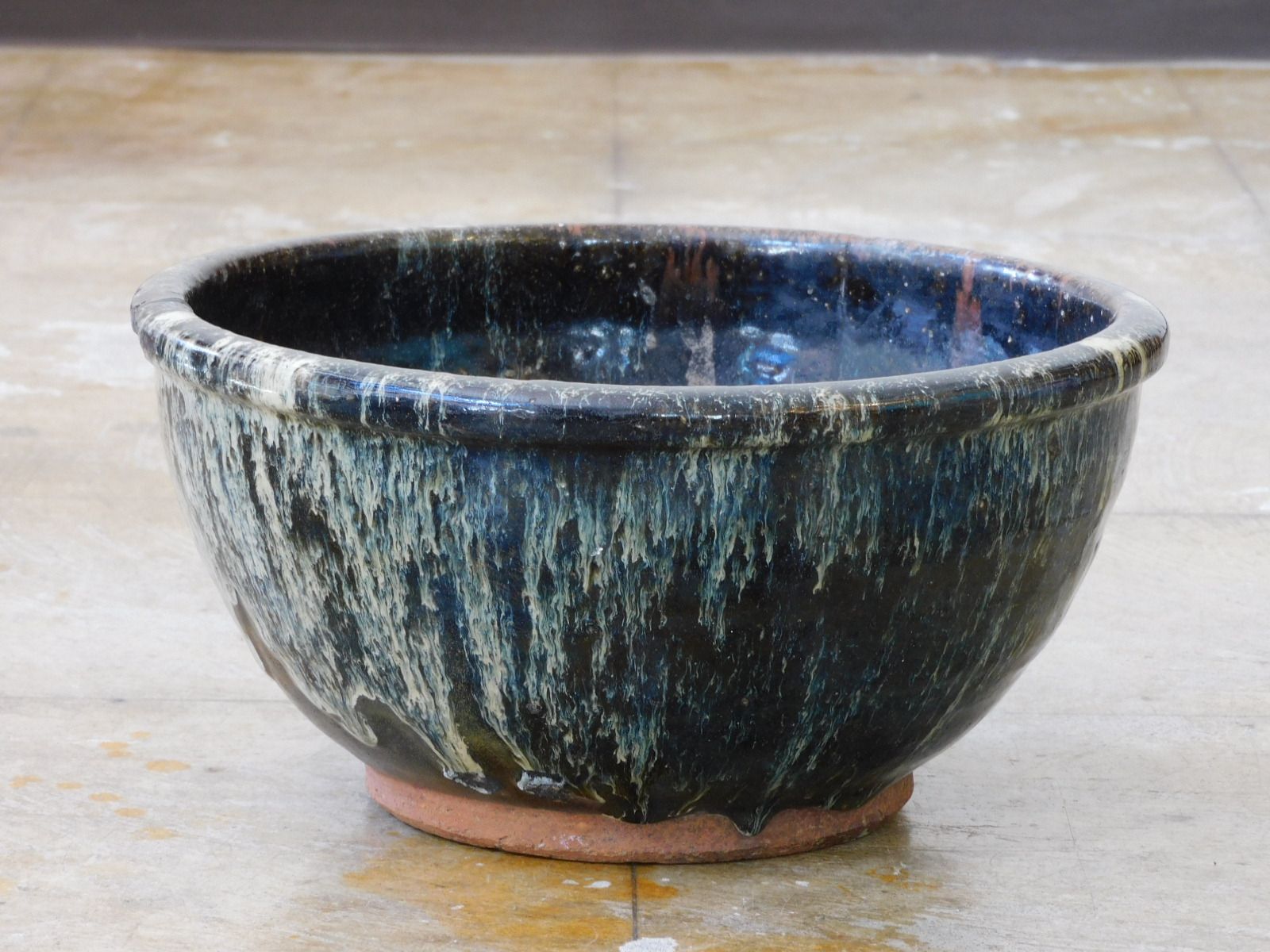 堤焼　植木鉢 美術品・アンティーク・コレクション -東北民窯- 堤焼 水鉢 HK-a-05444