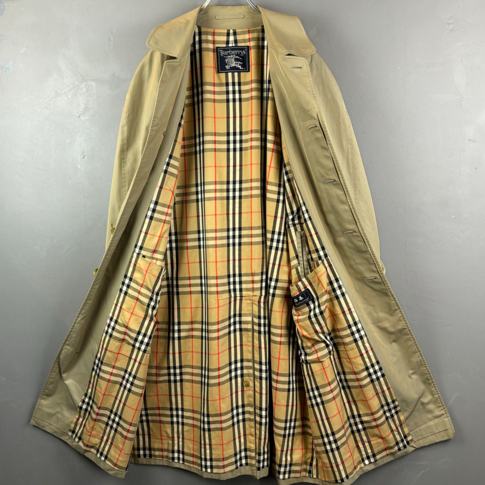 old vintages Burberrys' Burberry Soutien Collar Coat オールド バーバリー ヴィンテージ ステンカラーコート スプリングコート ベージュ 内側ノバチェック柄 96 180