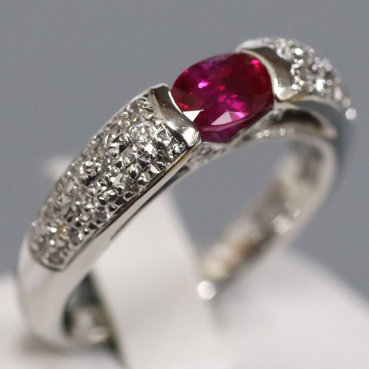 Pt850ルビーダイヤモンドリング R0.66 D0.23 8.9g #12 ソーティング  