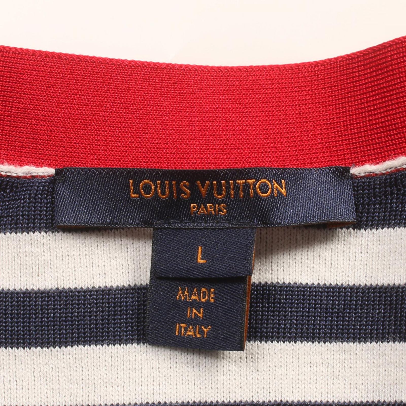 ルイヴィトン LOUIS VUITTON LVエスカル ロゴ ボーダー アンサンブル カーディガン シルク ウール コットン ネイビー オフホワイト FJKC03VZJ レディース 中古 ルイ・ヴィトン LOUIS VUITTON カーディガン LVエスカル ロゴ