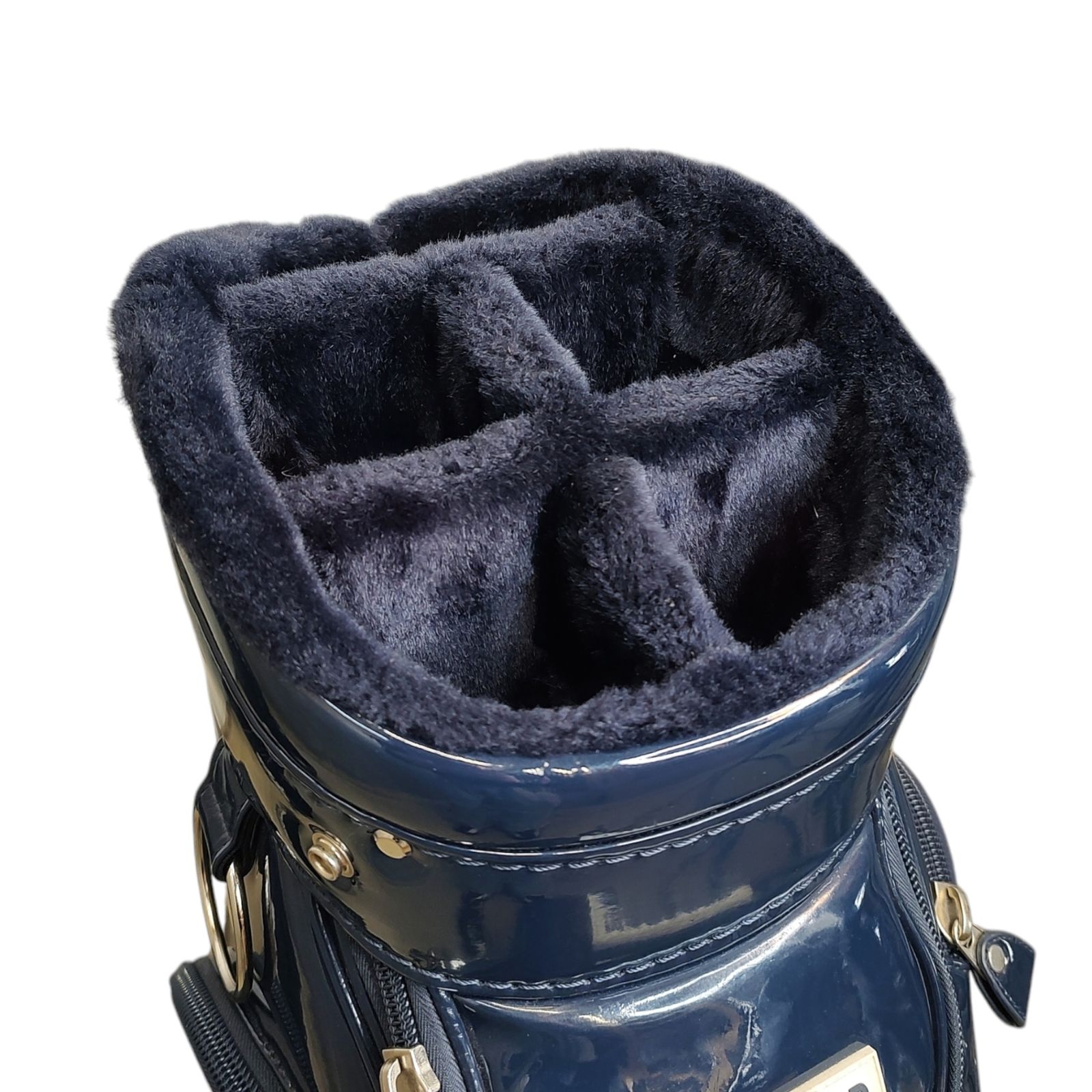 【美品】PEARLY GATES ゴルフキャディバッグ エナメル。ネイビー ⛳️美品 ユニセックス パーリーゲイツ エナメルキャディバッグ紺