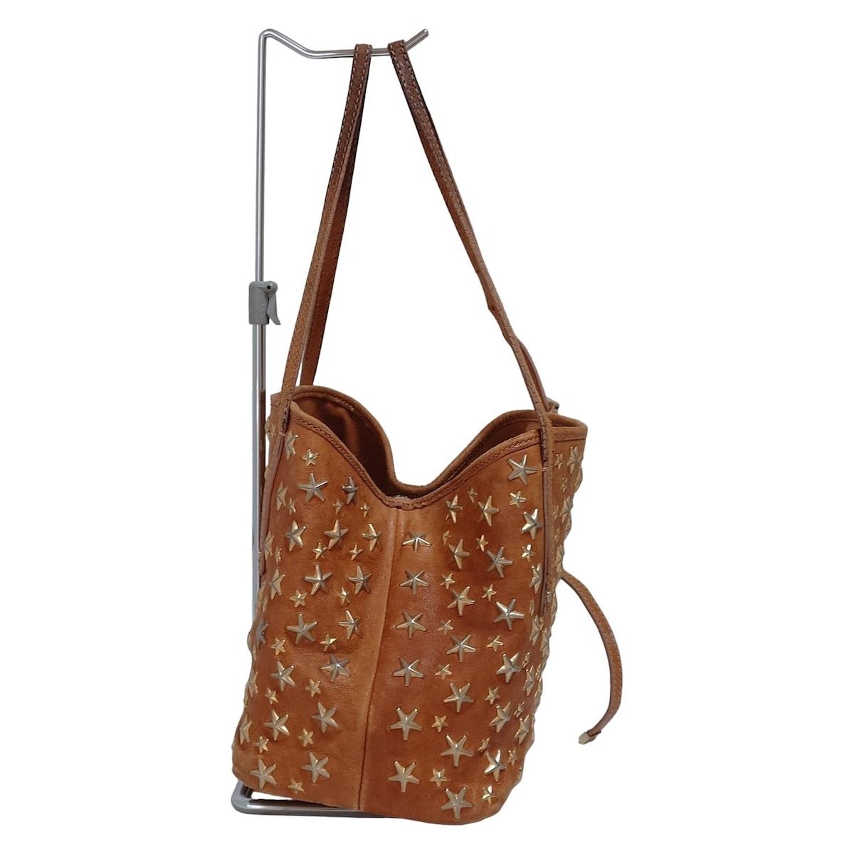 良品 ジミーチュウ サシャ トートバッグ レザー スタッズ 星 茶 ブラウン JIMMY CHOO(ジミーチュウ) トートバッグ サシャ ライトブラウン