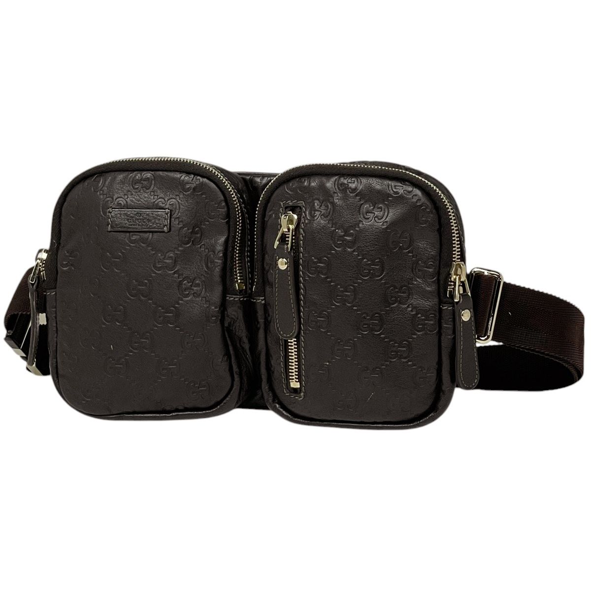 グッチ GUCCI グッチシマ ボディバッグ ウエストバッグ シグネチャー ボディバッグ シマレザー ブラウン 246417 メンズ