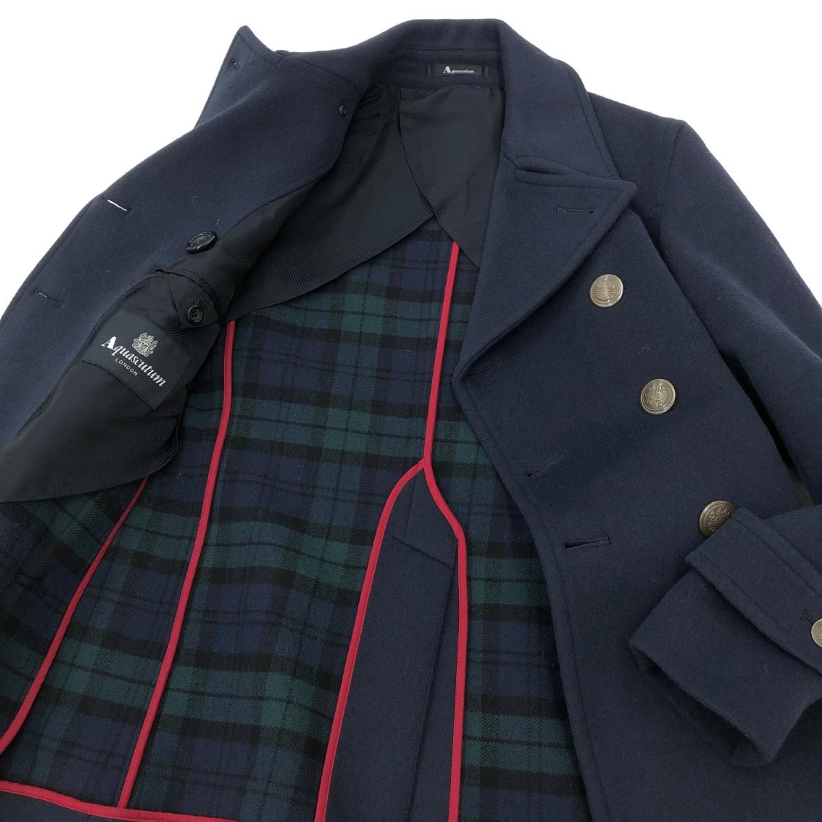 美品 Aquascutum アクアスキュータム Pコート サイズ34 ネイビー