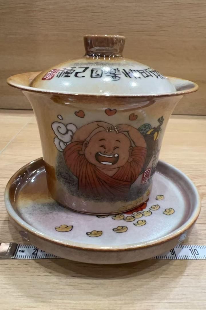 新品 手作り陶磁器 蓋碗セット 幸福童子絵付け 新品 手作り陶磁器 蓋碗セット 幸福童子絵付け | 湯飲み