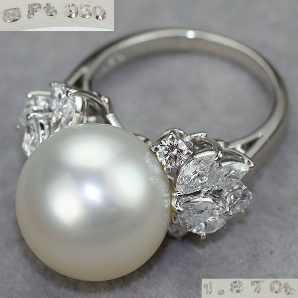 新品同様】ミキモト南洋白蝶真珠パールリングpt950 M刻印