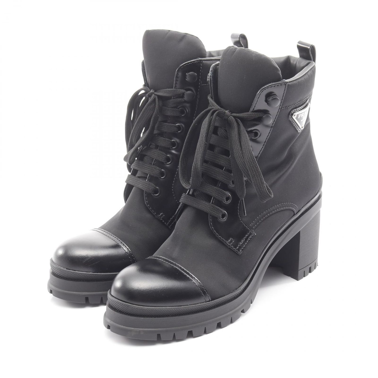 プラダ PRADA ブーツ Re-Nylon ナイロン レザー ブーツ レディース Used A