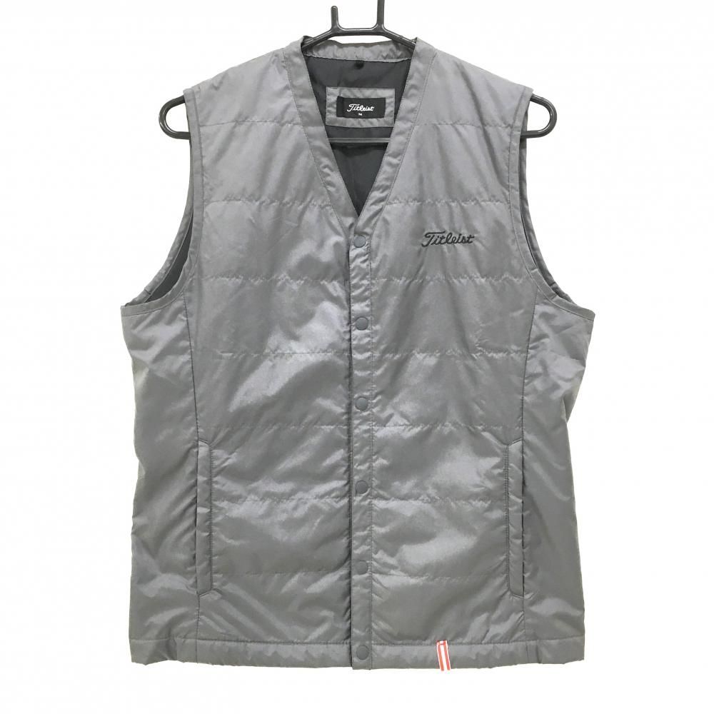 美品　タイトリスト　中綿ベスト　グレー 超美品】タイトリスト 中綿ベスト グレー ロゴ刺しゅう スナップボタン