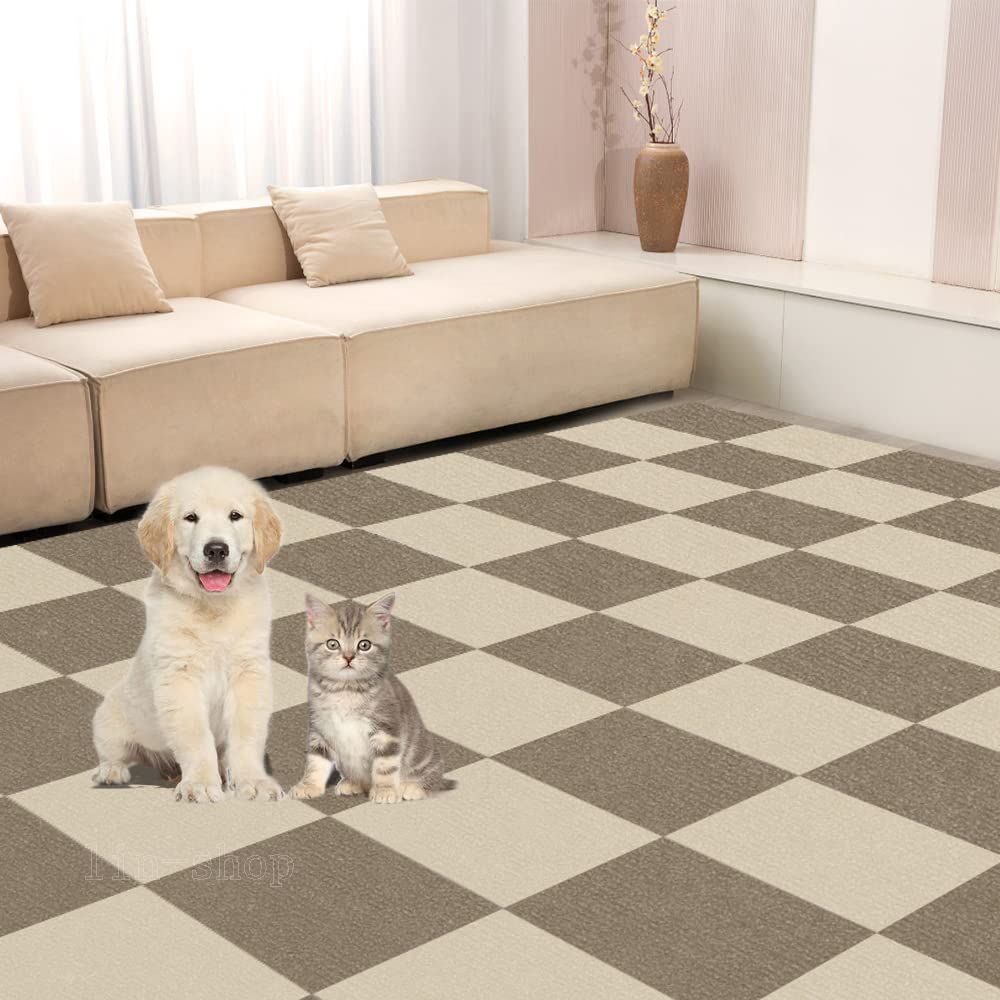 【新着商品】モカ＆アイボリー 床暖房対応 1畳マット ラグ リビングマット パンチカーペット キッチンマット 廊下カーペット 床保護 フロアマット ペットマット 抗菌 滑り止めマット 犬 猫 