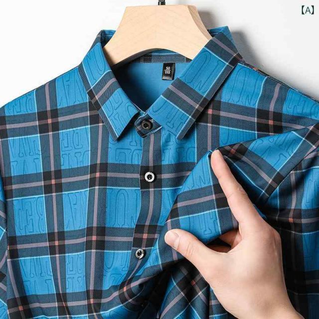 [2XL]メンズ ファッション 服 用 オシャレ シンプル 大人 かっこいい 大きいサイズ ストリート 紳士服 半袖 シャツ トップス カジュアル チェック 夏 薄手 シームレス T
