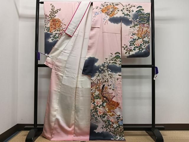 平和屋着物□豪華振袖 飛鶴花文 暈し染め 正絹 逸品 AAAO3605ma