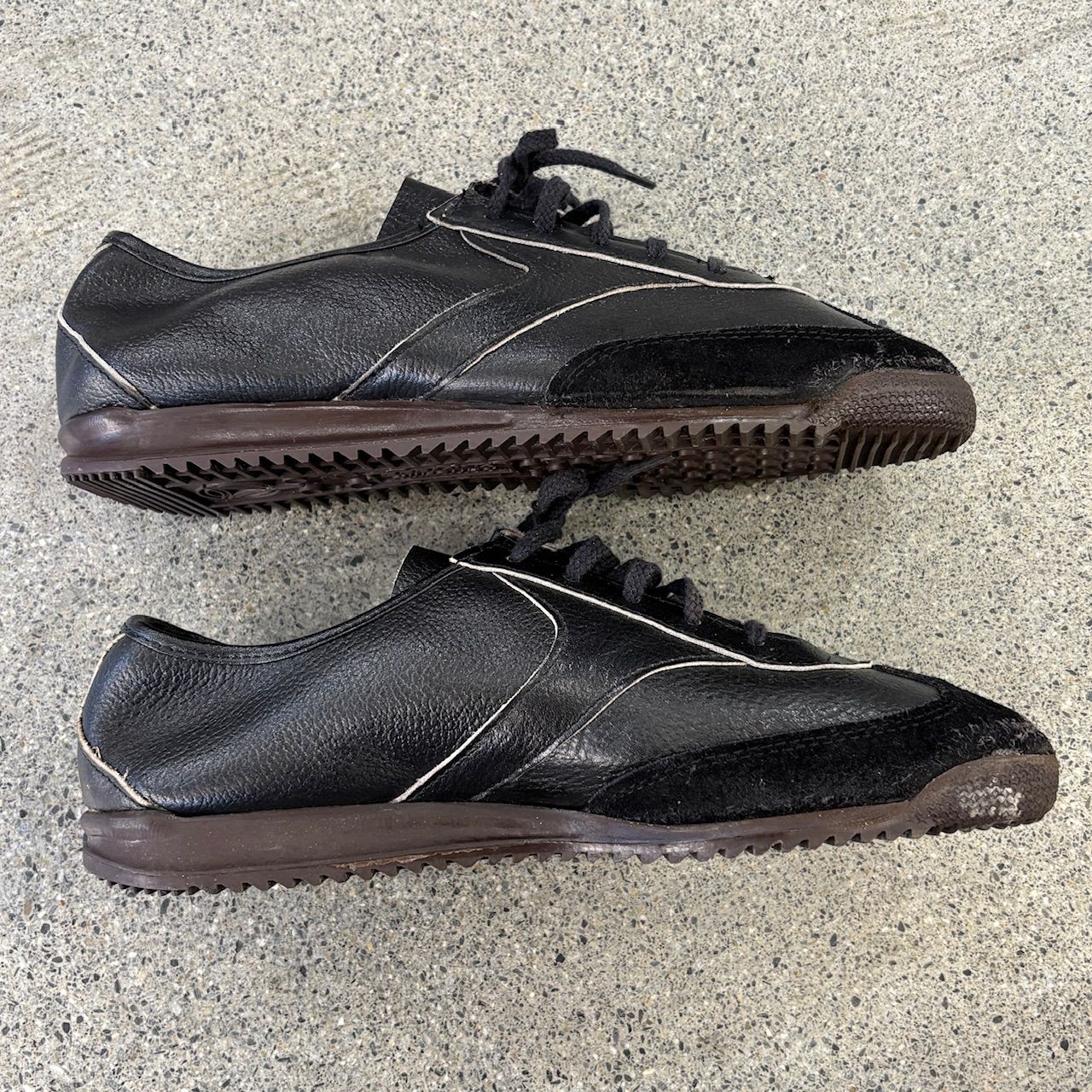 Military】70s~80s Black German Trainer Leather and Suede 25~25.5cm 