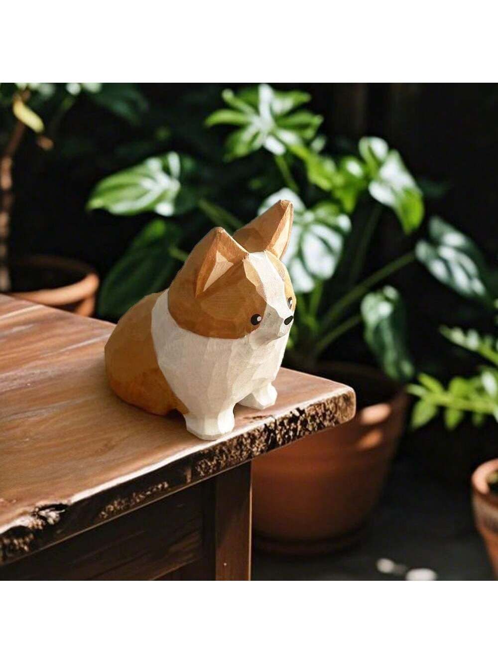 オリジナル手作り 魅力的な木製彫刻コーギー犬フィギュア