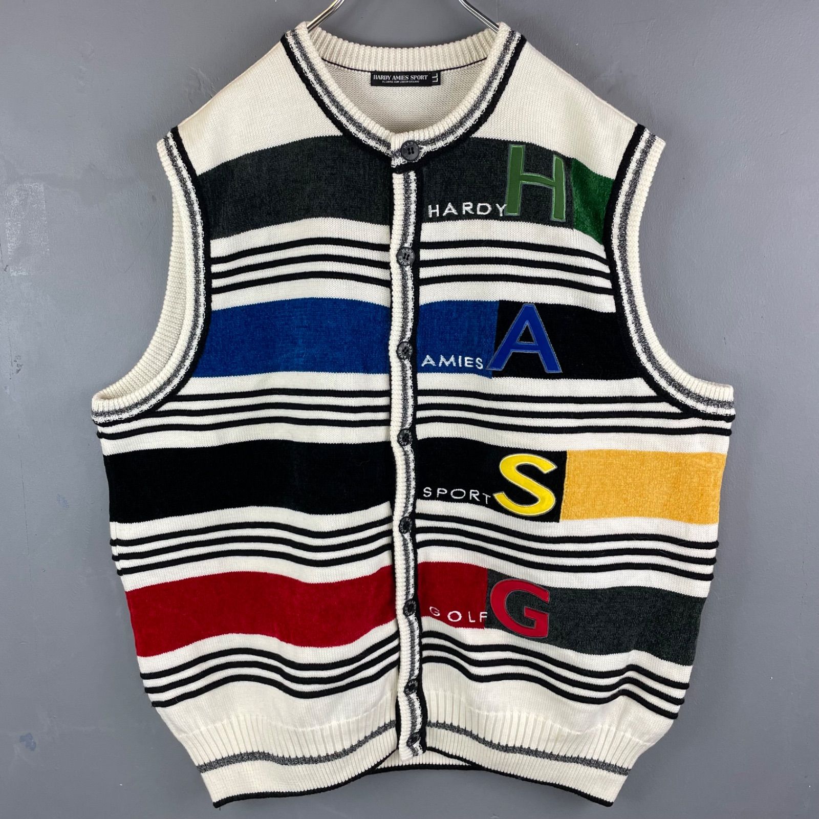 HARDY AMIES SPORT マルチカラー ストライプ ベスト LLサイズ HARDY AMIES SPORT マルチカラー ストライプ ベスト LLサイズ メンズ