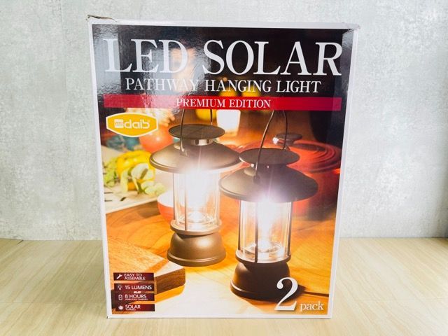 展示未使用品 LEDソーラーライト 2本セット ランタン型/吊下げ
