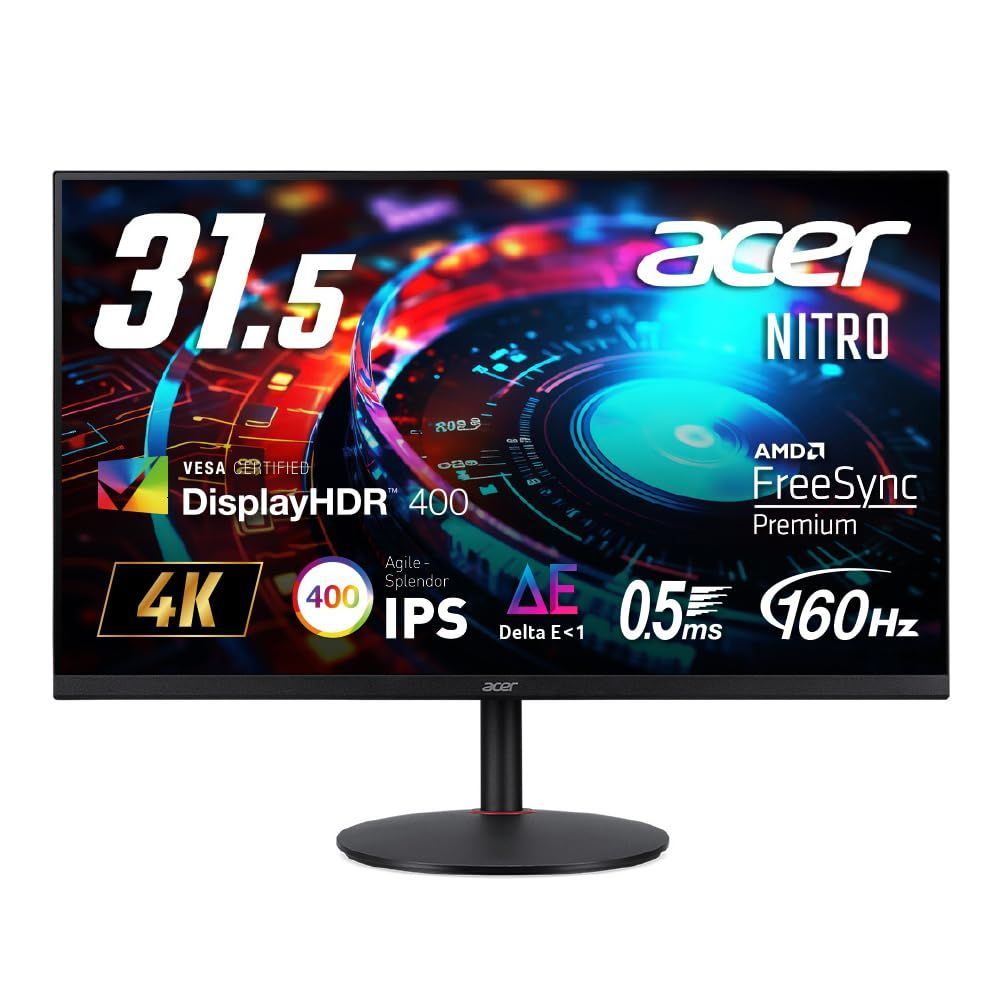 数量 ゲーミングモニター 31.5インチ 4K 高速IPS 非光沢 160Hz 0.5ms Nitro DCI-P3 95% Delta E<1 AMD FreeSync Premium VESA DisplayHDR 400 HDMI 2.1 Disp