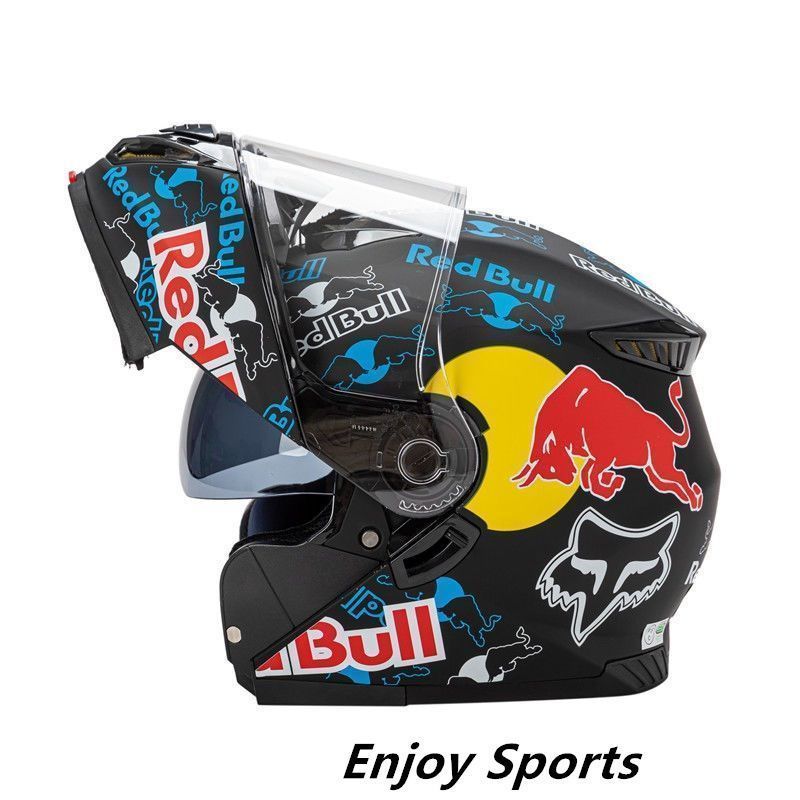 激安人気システムヘルメット　バイクヘルメット フルフェイスヘルメットダブルレンズレッドブルー艶消し艶あり DOT認証